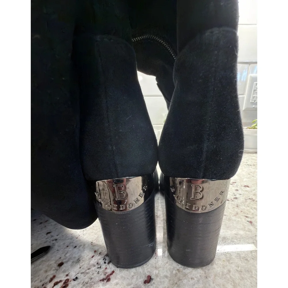 Balidoner Black Suede Over the Knee Boots Block Heel‎ Size 38